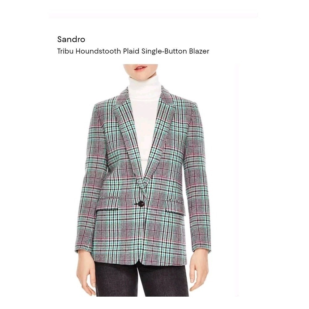 Sandro Tribu Houndstooth Wool Blazer